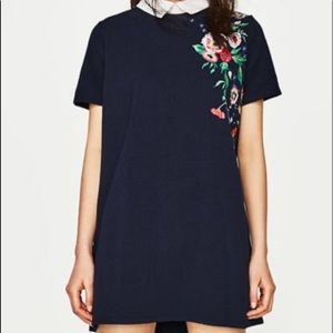 Zara Trafaluc Embroidered Collared Dress